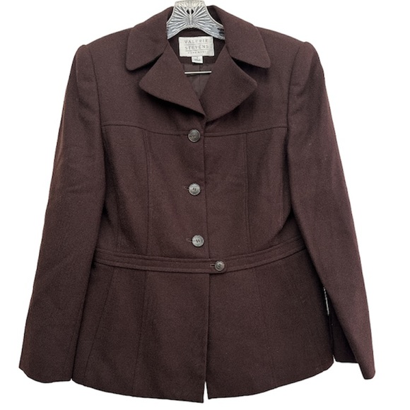 🌺 Vintage VALERIE STEVENS Brown Pure Wool- Lined Jacket Women’s Size 10 - Picture 1 of 4